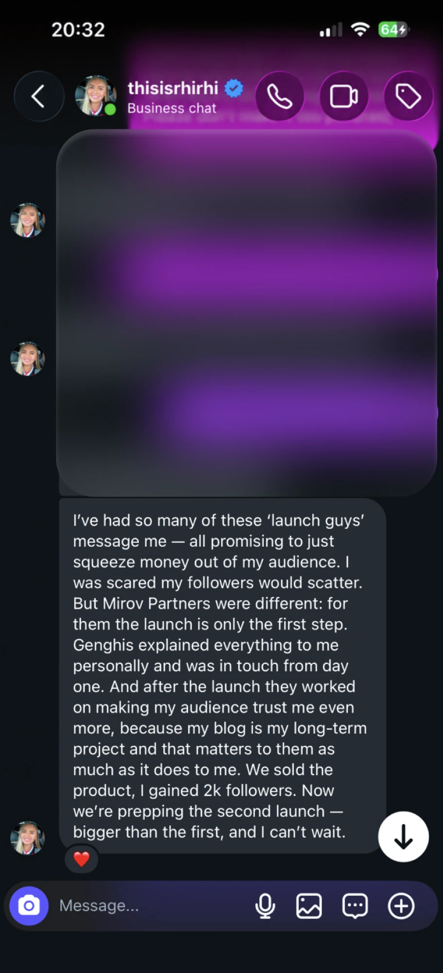 Instagram chat with the review from @thisisrhirhi