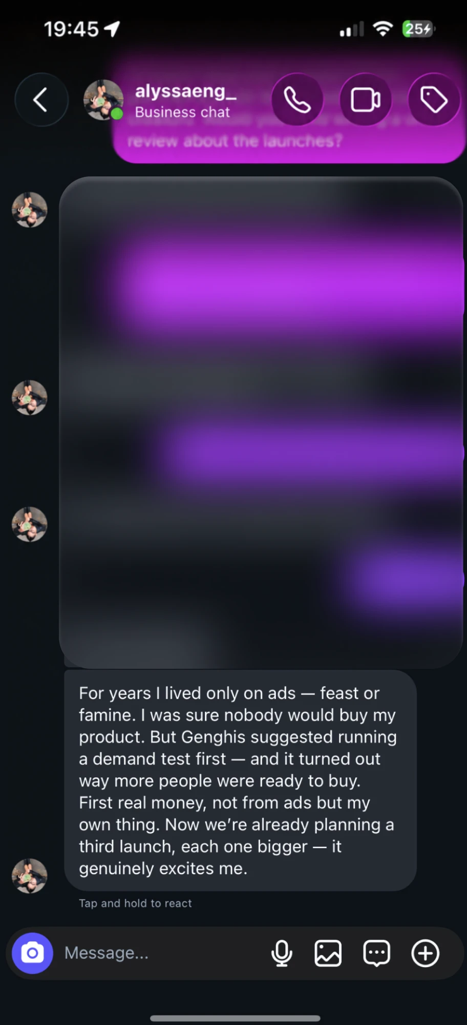 Instagram chat with the review from @alyssaeng_