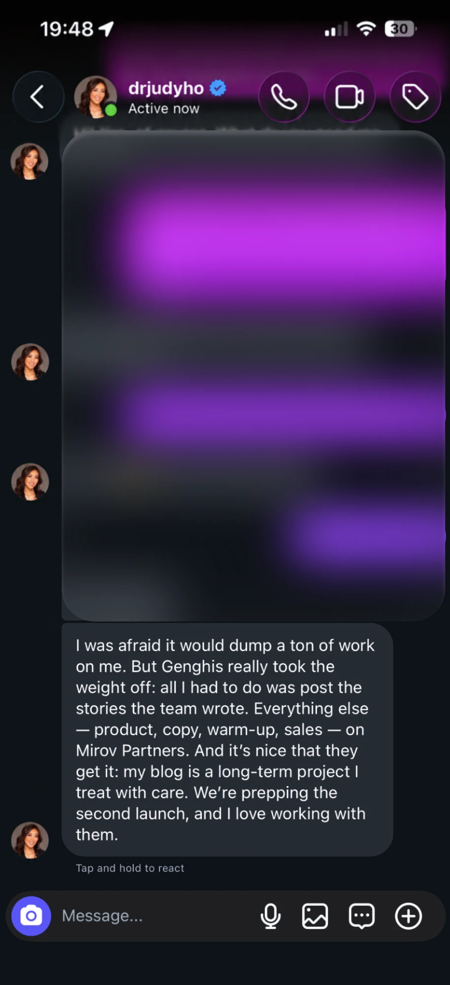 Instagram chat with the review from @drjudyho