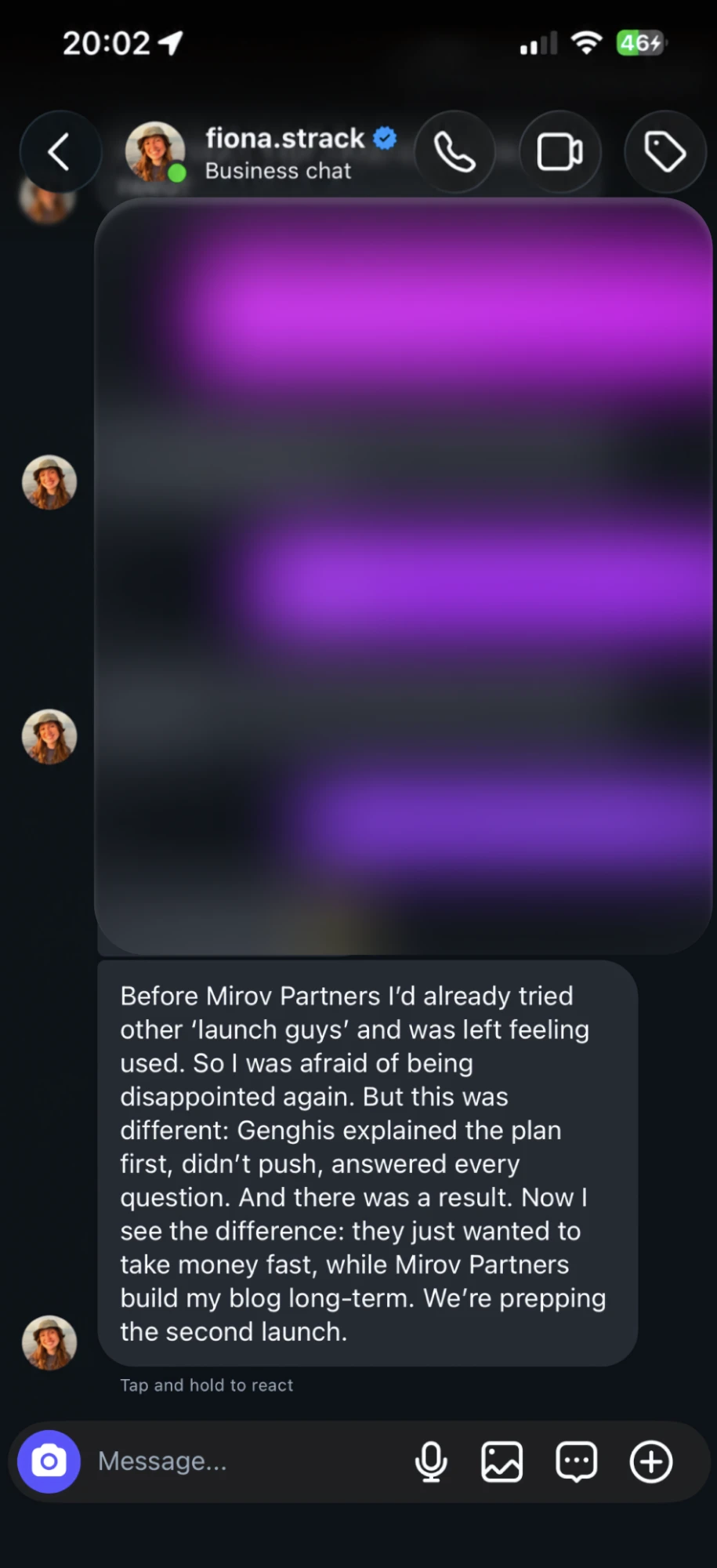 Instagram chat with the review from @fiona.strack